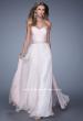 Picture of: Long Chiffon Dress with Ruched Detail and Embellishments in Pink, Style: 20527, Detail Picture 3