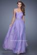 Picture of: Long Chiffon Dress with Ruched Detail and Embellishments in Purple, Style: 20527, Detail Picture 4