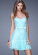 Picture of: Short Dress with Gathered Bodice and Sweetheart Neck in Blue, Style: 20531, Detail Picture 1