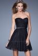 Picture of: Short Dress with Gathered Bodice and Sweetheart Neck in Black, Style: 20531, Detail Picture 2