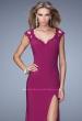 Picture of: Cap Sleeve Beaded Lace Long Jersey Prom Dress in Pink, Style: 20555, Detail Picture 2