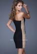 Picture of: One Strap Cocktail Dress with Unique Crystal Design in Black, Style: 20564, Back Picture