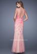 Picture of: Nude Jersey Prom Dress with Colored Tulle Overlay in Pink, Style: 20569, Back Picture
