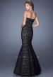 Picture of: Lace Mermaid Gown with Scalloped Lace Trim in Black, Style: 20570, Back Picture