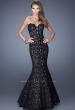 Picture of: Lace Mermaid Gown with Scalloped Lace Trim in Black, Style: 20570, Detail Picture 1