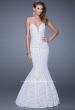Picture of: Lace Mermaid Gown with Scalloped Lace Trim in White, Style: 20570, Detail Picture 3
