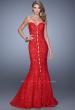 Picture of: Lace Mermaid Gown with Scalloped Lace Trim in Red, Style: 20570, Detail Picture 4