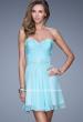Picture of: Strapless Short Chiffon Dress with Front Gathering in Blue, Style: 20573, Main Picture
