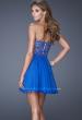 Picture of: Strapless Short Chiffon Dress with Front Gathering in Blue, Style: 20573, Back Picture