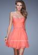 Picture of: Strapless Short Chiffon Dress with Front Gathering in Orange, Style: 20573, Detail Picture 2