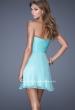Picture of: Lace and Chiffon Prom Dress with Shimmery Lace Detail in Blue, Style: 20574, Back Picture