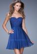 Picture of: Lace and Chiffon Prom Dress with Shimmery Lace Detail in Blue, Style: 20574, Detail Picture 1