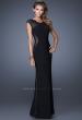 Picture of: Long Evening Dress with Cap Sleeves and Open Back in Black, Style: 20579, Main Picture