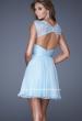Picture of: Short Chiffon Prom Dress with Criss Cross Bodice in Blue, Style: 20581, Back Picture