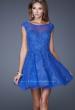 Picture of: Tulle and Lace Cocktail Dress with Polka Dot Detail in Blue, Style: 20591, Main Picture