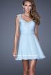 Picture of: Short Chiffon Prom Dress with Jeweled Lace Accents in Blue, Style: 20618, Back Picture