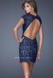 Picture of: V Neck Lace Cocktail Dress with Diamond Back in Blue, Style: 20621, Back Picture