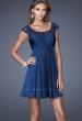Picture of: Cap Sleeve Chiffon Short Dress with Gathering in Blue, Style: 20624, Main Picture