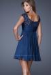 Picture of: Cap Sleeve Chiffon Short Dress with Gathering in Blue, Style: 20624, Back Picture