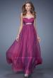 Picture of: Empire Waist Prom Gown with Gathered Bodice and Beads in Purple, Style: 20625, Main Picture