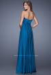 Picture of: Empire Waist Prom Gown with Gathered Bodice and Beads in Blue, Style: 20625, Back Picture