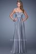Picture of: Empire Waist Prom Gown with Gathered Bodice and Beads in Silver, Style: 20625, Detail Picture 2