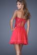 Picture of: Criss Cross Bodice Long Prom Dress with Lace in Pink, Style: 20632, Back Picture