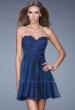 Picture of: Criss Cross Bodice Long Prom Dress with Lace in Blue, Style: 20632, Detail Picture 1