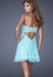 Picture of: Open Back Strapless Long Prom Gown with Lace Bodice in Blue, Style: 20633, Back Picture