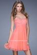 Picture of: Open Back Strapless Long Prom Gown with Lace Bodice in Orange, Style: 20633, Detail Picture 1