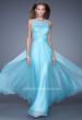 Picture of: Halter Jeweled Lace Chiffon Long Prom Dress in Blue, Style: 20638, Main Picture