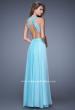 Picture of: Halter Jeweled Lace Chiffon Long Prom Dress in Blue, Style: 20638, Back Picture