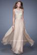 Picture of: Halter Jeweled Lace Chiffon Long Prom Dress in Nude, Style: 20638, Detail Picture 2
