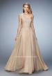 Picture of: Long One Shoulder Prom Gown with Criss Cross Bodice in Nude, Style: 20639, Detail Picture 1