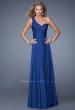 Picture of: Long One Shoulder Prom Gown with Criss Cross Bodice in Blue, Style: 20639, Detail Picture 3