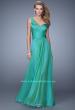 Picture of: Long One Shoulder Prom Gown with Criss Cross Bodice in Green, Style: 20639, Detail Picture 5