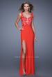 Picture of: Sleeveless Jersey Gown with Lace Bodice and Slit in Orange, Style: 20640, Main Picture