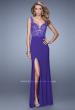 Picture of: Sleeveless Jersey Gown with Lace Bodice and Slit in Purple, Style: 20640, Detail Picture 2