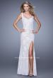 Picture of: Low V Back Sleeveless Lace Long Prom Gown in White, Style: 20641, Detail Picture 1