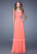 Picture of: Chiffon Gown with Criss Cross Ruched Bodice and Beads in Peach, Style: 20658, Detail Picture 1