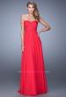 Picture of: Chiffon Gown with Criss Cross Ruched Bodice and Beads in Pink, Style: 20658, Detail Picture 3