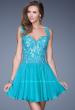 Picture of: Lace Bodice Sweetheart Neck Chiffon Prom Gown in Blue, Style: 20672, Detail Picture 1