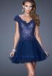 Picture of: V Neck Prom Dress with Tulle Skirt and Scoop Back in Blue, Style: 20676, Main Picture