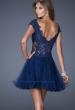 Picture of: V Neck Prom Dress with Tulle Skirt and Scoop Back in Blue, Style: 20676, Back Picture