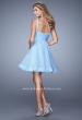 Picture of: Flirty Chiffon Skirt Cocktail Dress with Pearls and Stones in Blue, Style: 20677, Back Picture