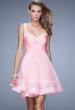 Picture of: Flirty Chiffon Skirt Cocktail Dress with Pearls and Stones in Pink, Style: 20677, Detail Picture 1