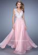 Picture of: Beaded Lace Chiffon Prom Gown with Criss Cross Straps in Pink, Style: 20692, Main Picture