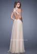 Picture of: Beaded Lace Chiffon Prom Gown with Criss Cross Straps in White Nude, Style: 20692, Back Picture
