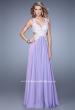 Picture of: Beaded Lace Chiffon Prom Gown with Criss Cross Straps in Purple, Style: 20692, Detail Picture 3