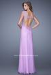 Picture of: Embellished Chiffon Gown with Beaded Lace Straps in Purple, Style: 20694, Back Picture